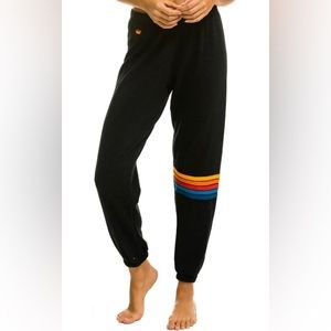 Aviator Nation Rainbow Stitch Sweatpants - Black - Size Small - Womens